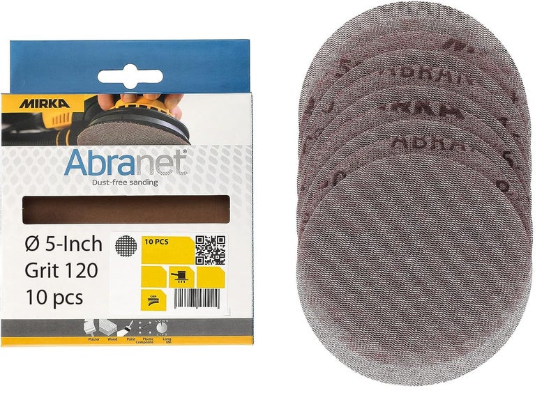 Mirka Abranet Net Disc / 5 inch/Grit 120 / Sandpaper Sanding Discs Hook and Loop / 10 pcs / 9A-232-120RP - Image 1